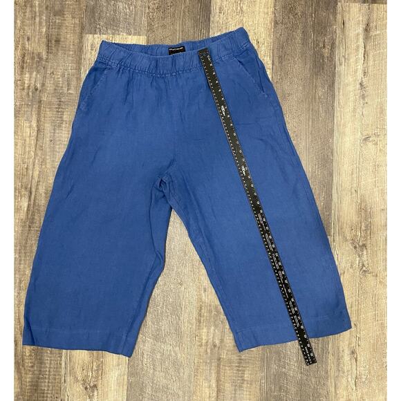 Tahari Essentials 100% Linen Wide Leg Pants Womens Size XL Loose Blue Cropped - Picture 8 of 13